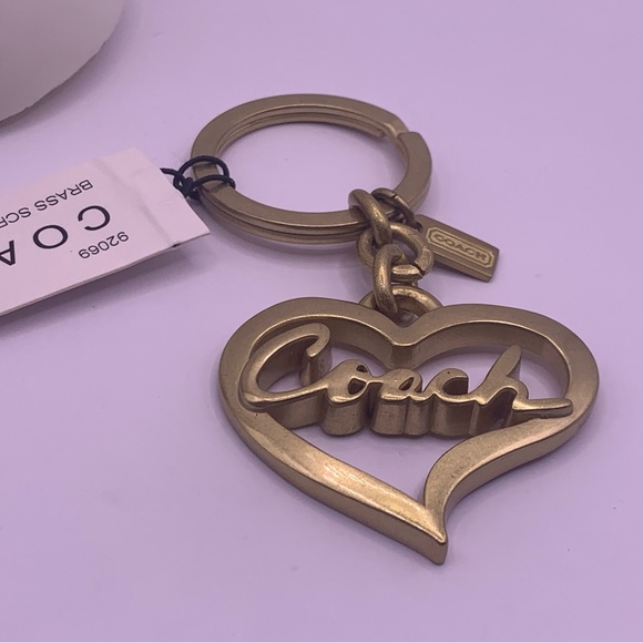 Coach Brass Script Heart Keychains - Picture 4 of 5